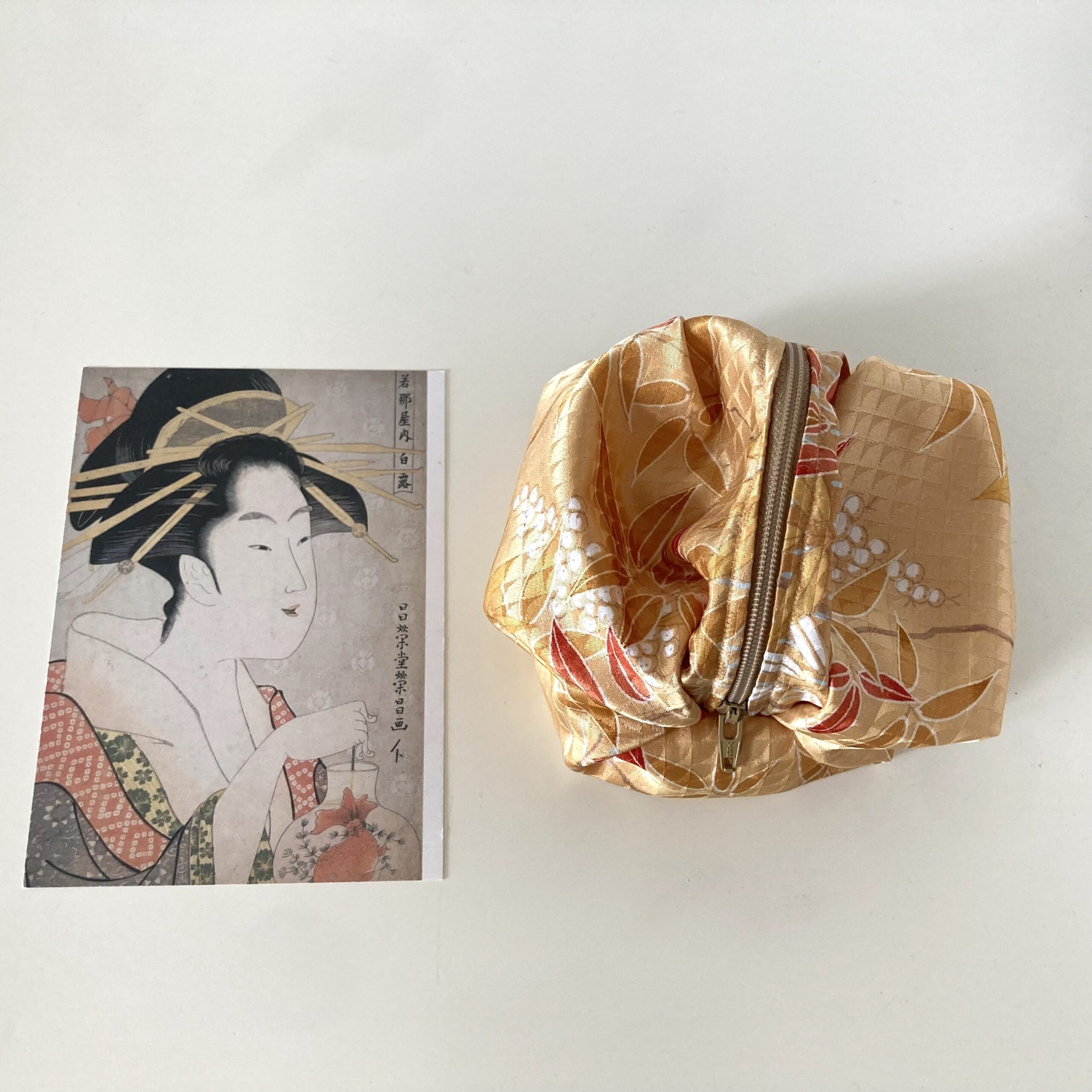 Pochette KIMONO JAPONAIS VINTAGE - BAMBOU - Tons Noisettes – Image 10